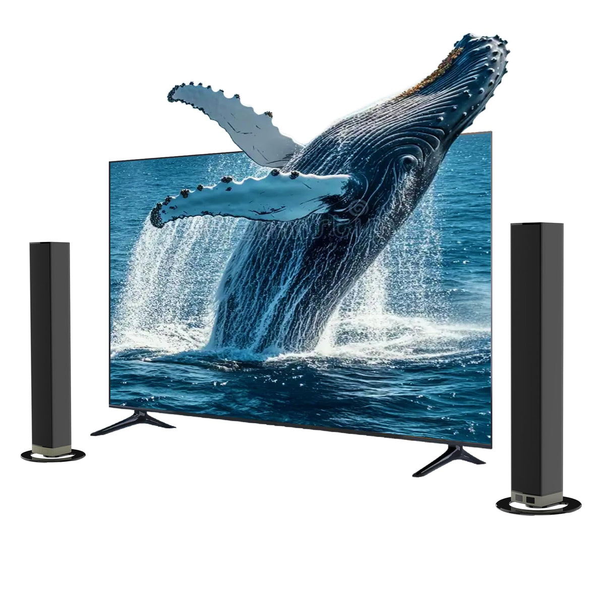 Detachable two speakers arrangement for flexible room placement