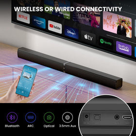 MZEIBO Sound Bar four full-range drivers deliver balanced highs and lows