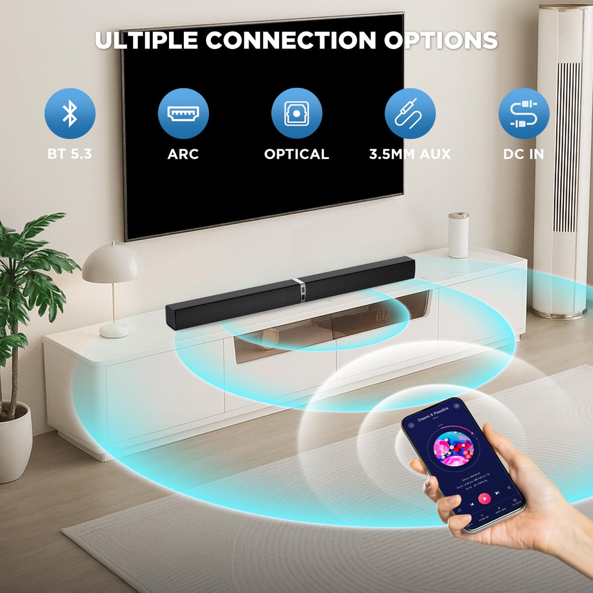 Two in one setup enabling single bar or dual speakers