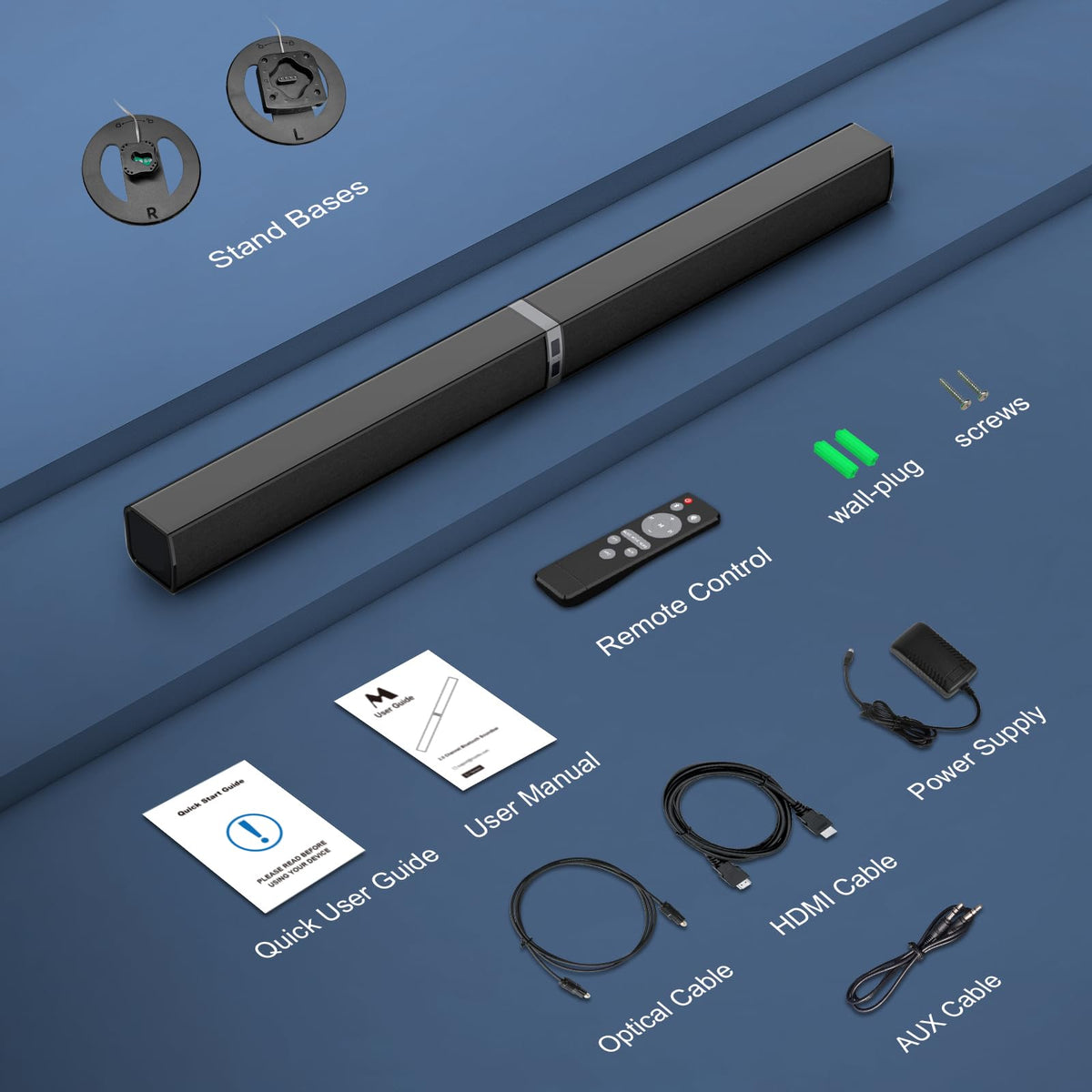 MZEIBO Sound Bar ideal for 2-in-1 home theater setups in various rooms