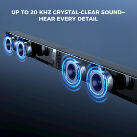 MZEIBO soundbar wall-mount-ready design saves space in the living room