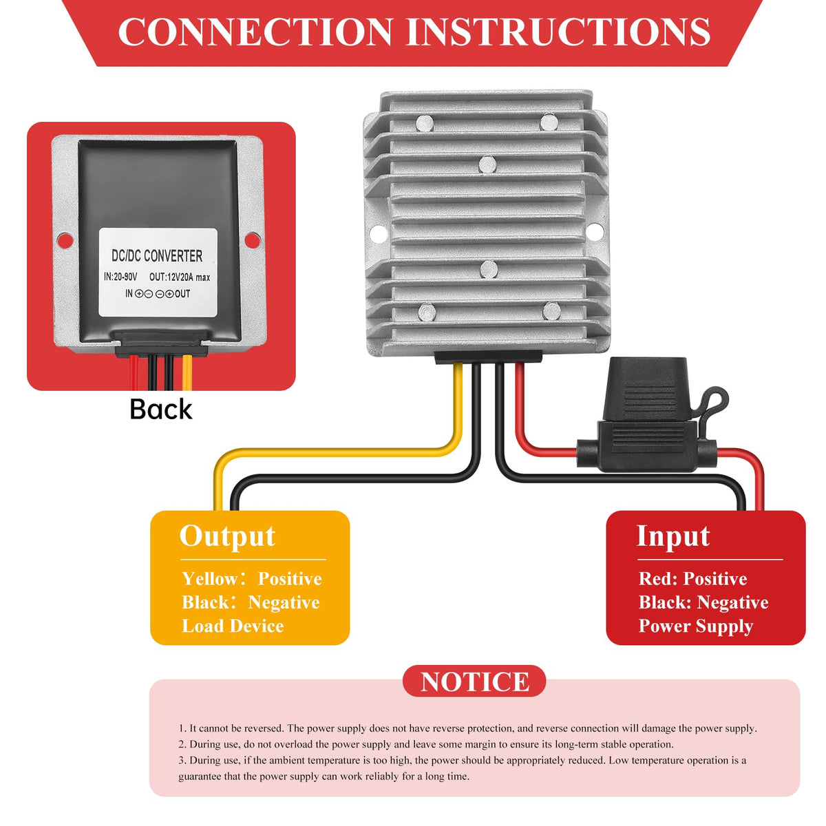 MZHOU buck converter with fuse protection prevents faults during operation