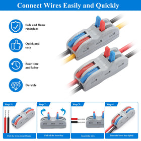 Lever-nut terminal connection for quick, tool-free wiring