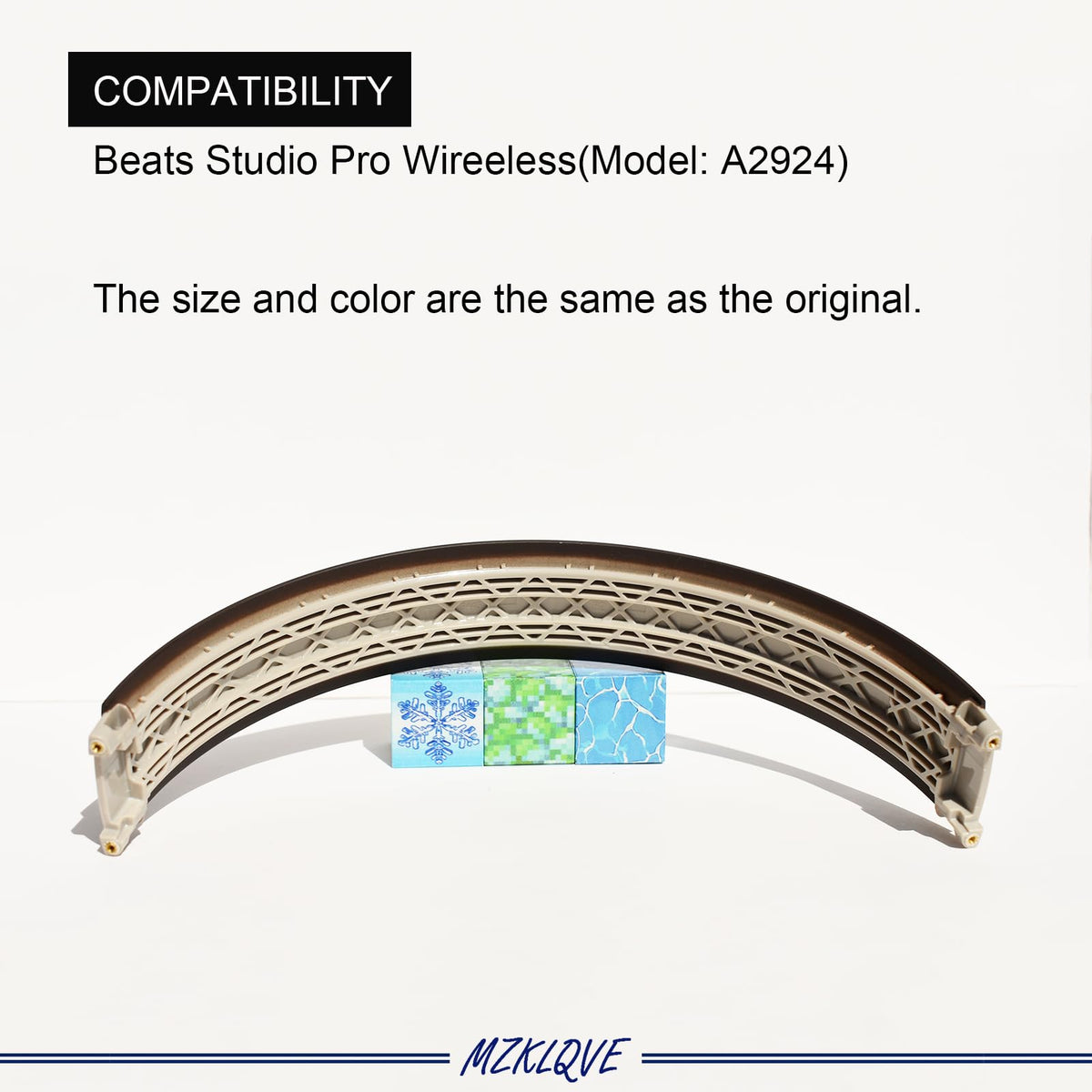 MZKLQVE headband beside earcup showing correct scale and seamless replacement
