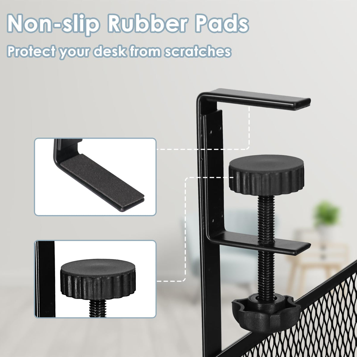 Mzmaxy clamp with rubber pad protecting desk surface and preventing scratches