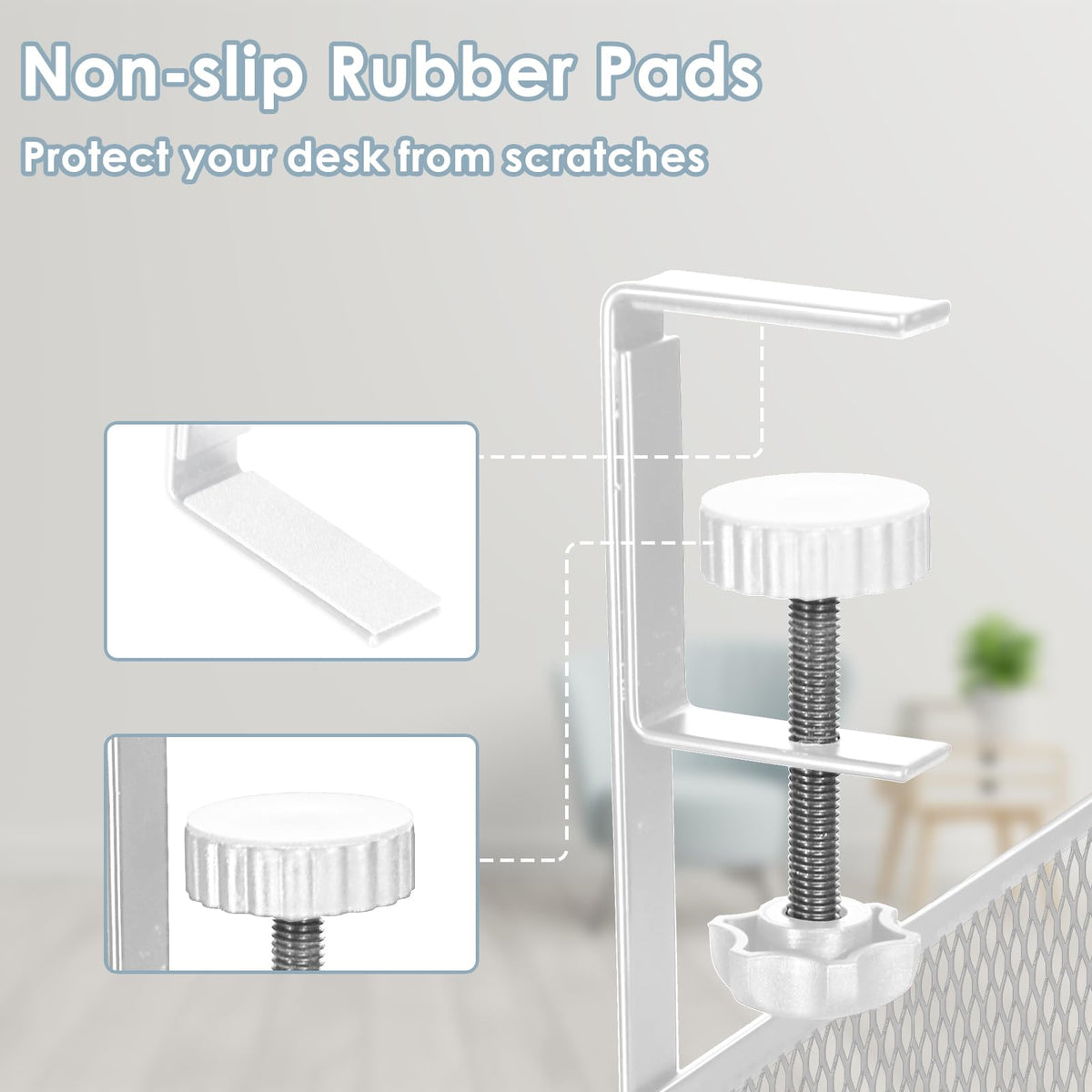 Mzmaxy clamp with rubber pads protecting desk edge and preventing scratches