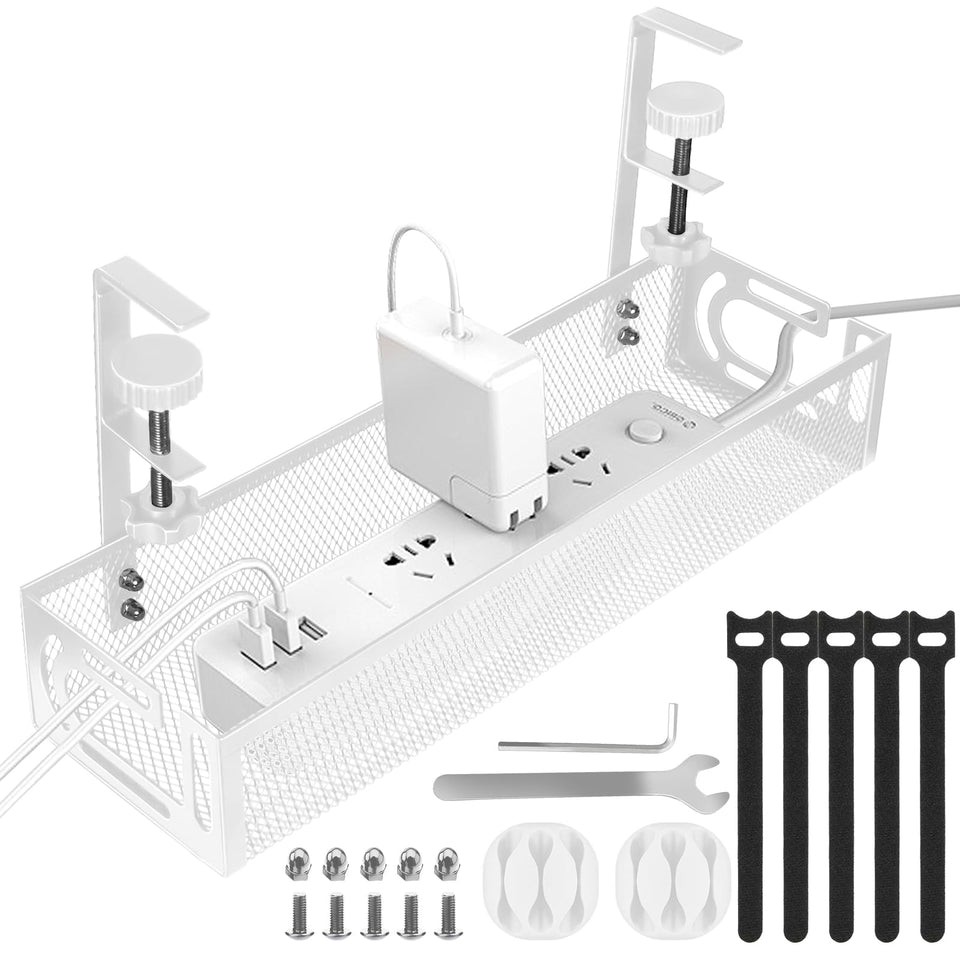 Mzmaxy under-desk cable tray with side-opening design for easy cable routing