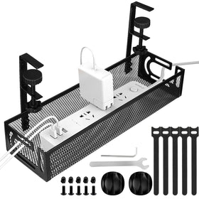 Mzmaxy under-desk tray with side opening keeps cables organized and accessible.