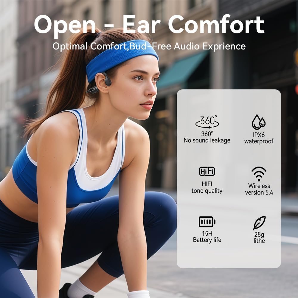 MZYDM open-ear headphones with Bluetooth 5.4 for stable connection