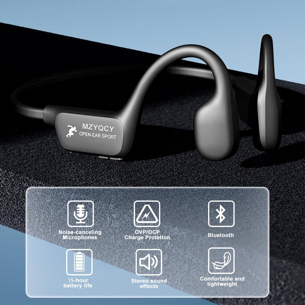 MZYQCY close-up of bone conduction pad showing secure contact and sound clarity