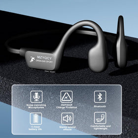 MZYQCY close-up of bone conduction pad showing secure contact and sound clarity