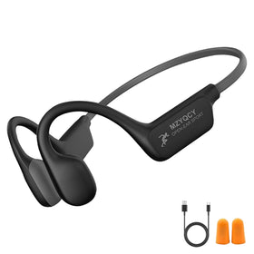MZYQCY front view in black showing sleek open-ear design and comfortable fit