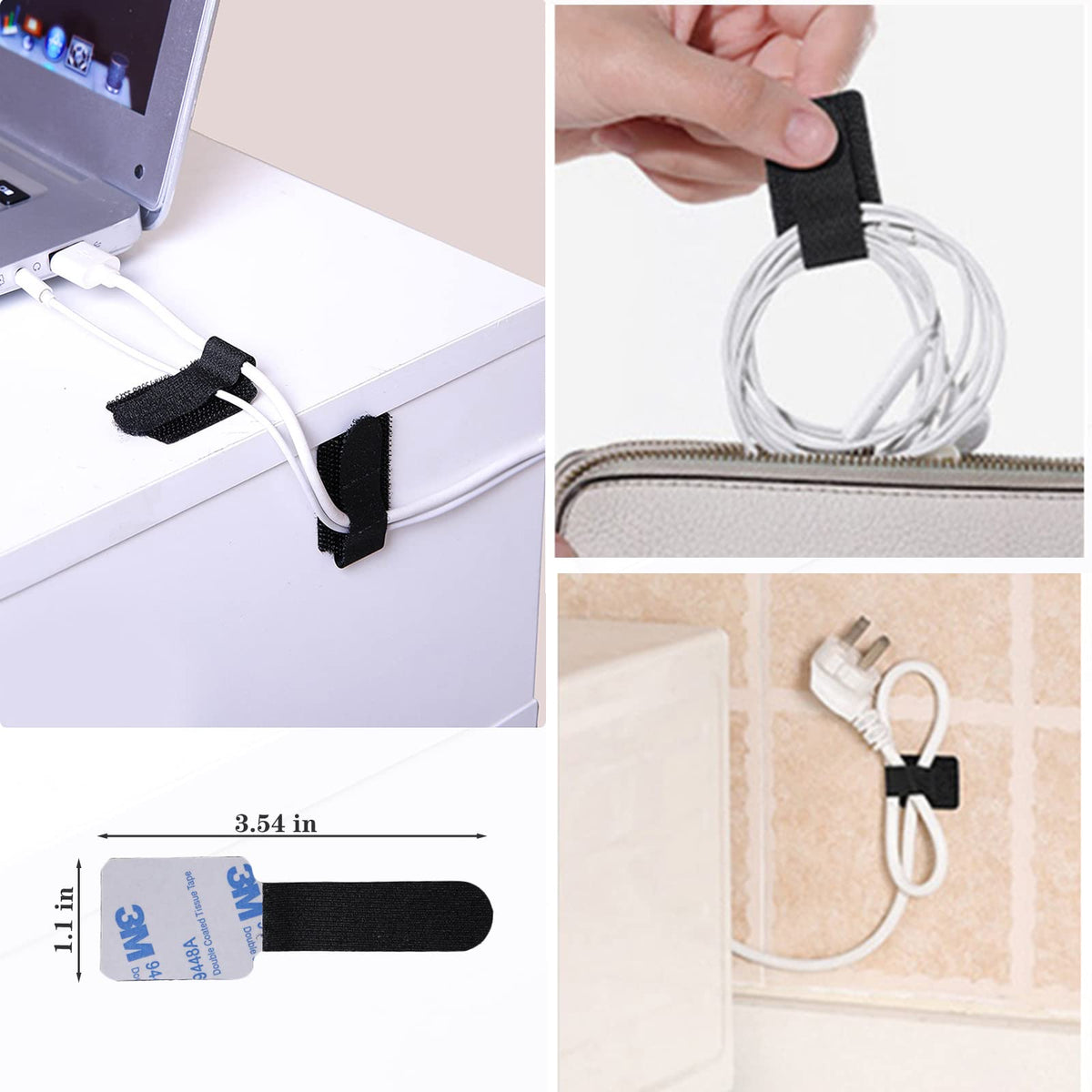N NOROCME cable tie mounts attached to a desk surface