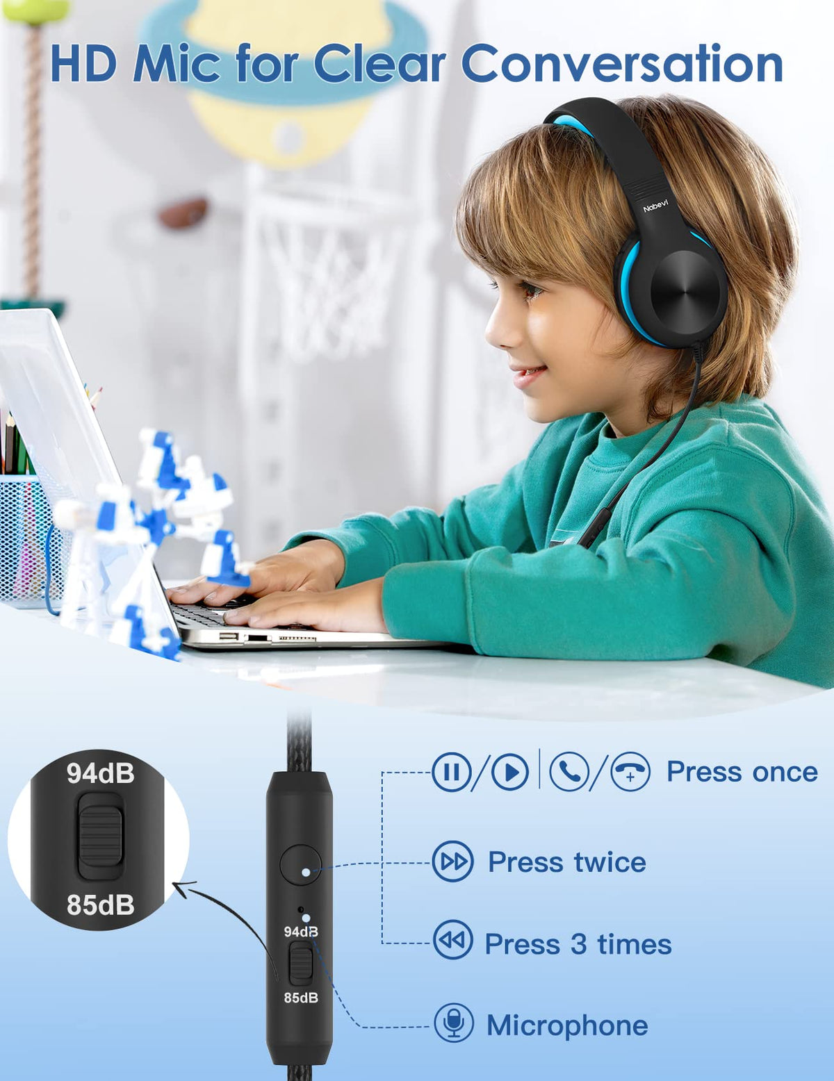 Nabevi BH100 built-in microphone for online learning