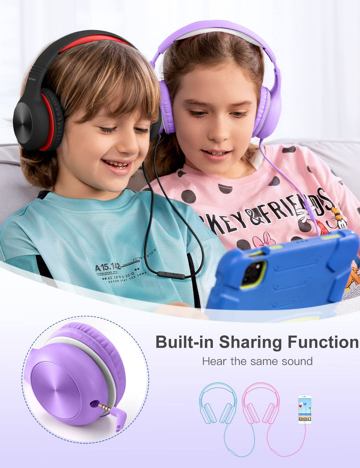 Nabevi sharing function allows two kids to listen together.