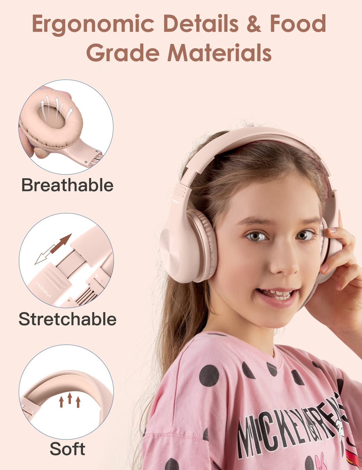 Nabevi Kids Headphones 40mm drivers deliver clear HD sound for learning.