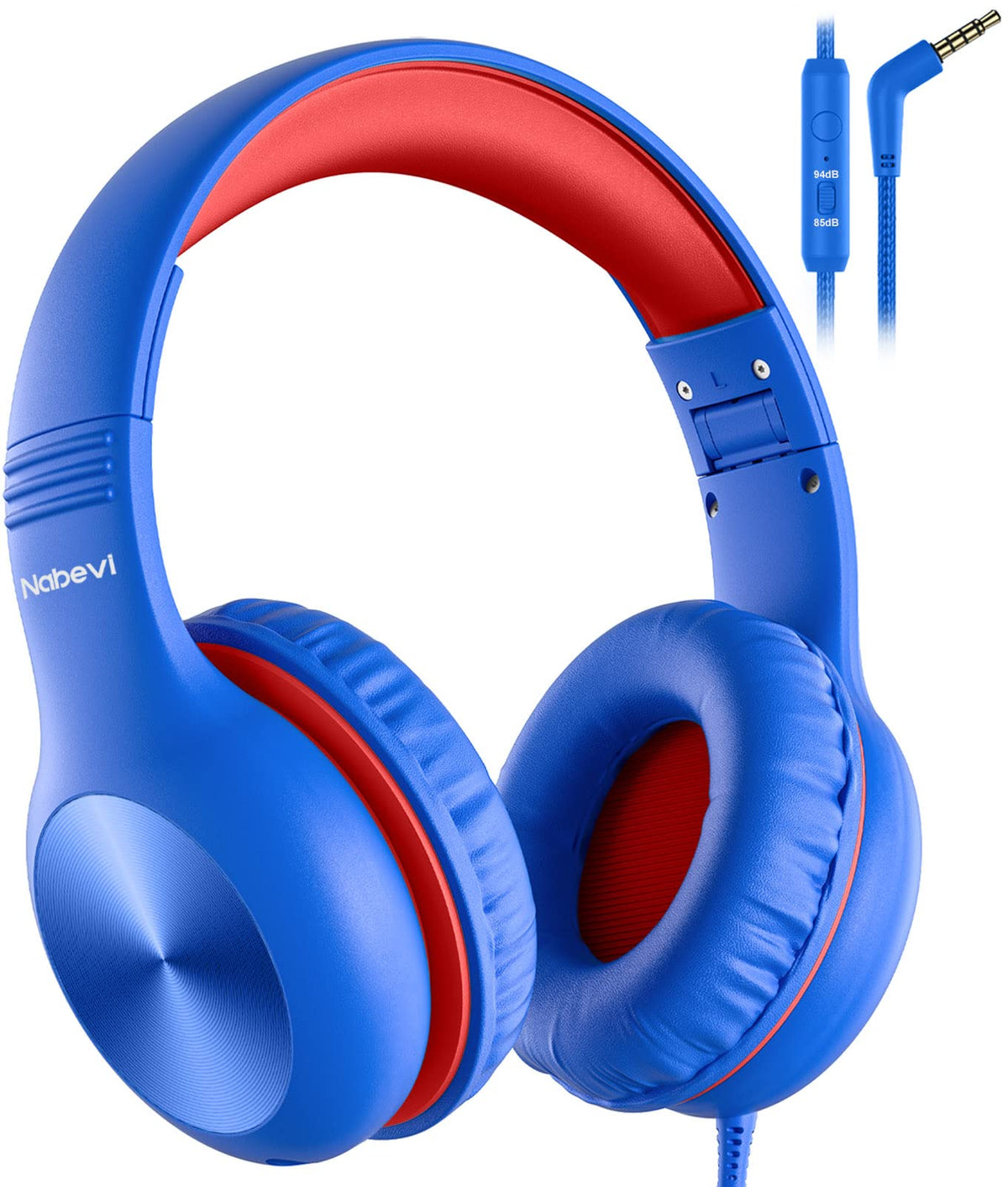 Nabevi Kids Headphones glaze blue on desk for online learning with safe listening.
