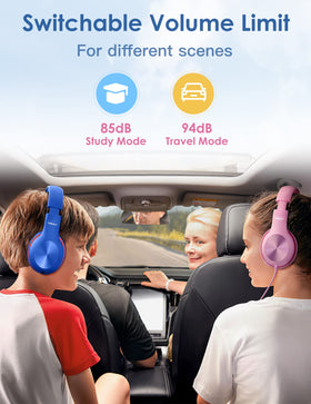 Nabevi Kids Headphones glaze blue over-ear design for long study sessions.