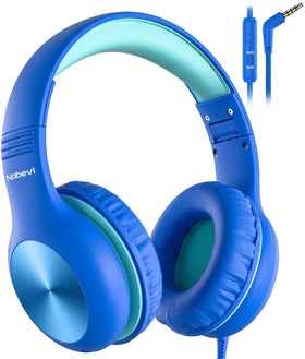 Nabevi Kids Headphones with microphone on child for clear online class communication.