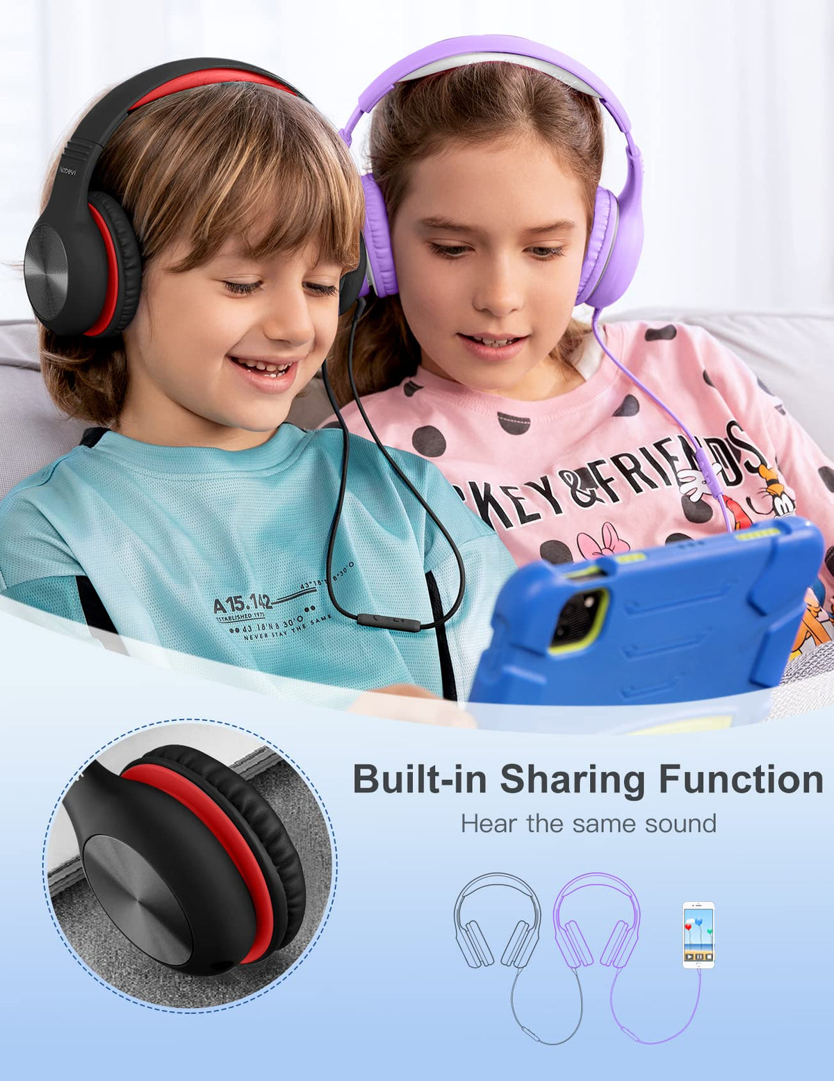 Nabevi kids headphones over-ear design for comfortable study sessions