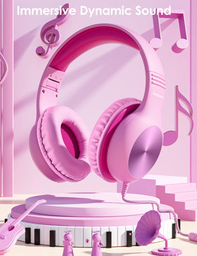 Nabevi Kids Headphones pink ear cushions, soft support during long sessions