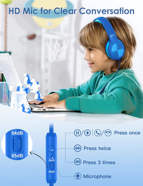 Nabevi Kids Headphones shareport jack enables dual listening with another headset.