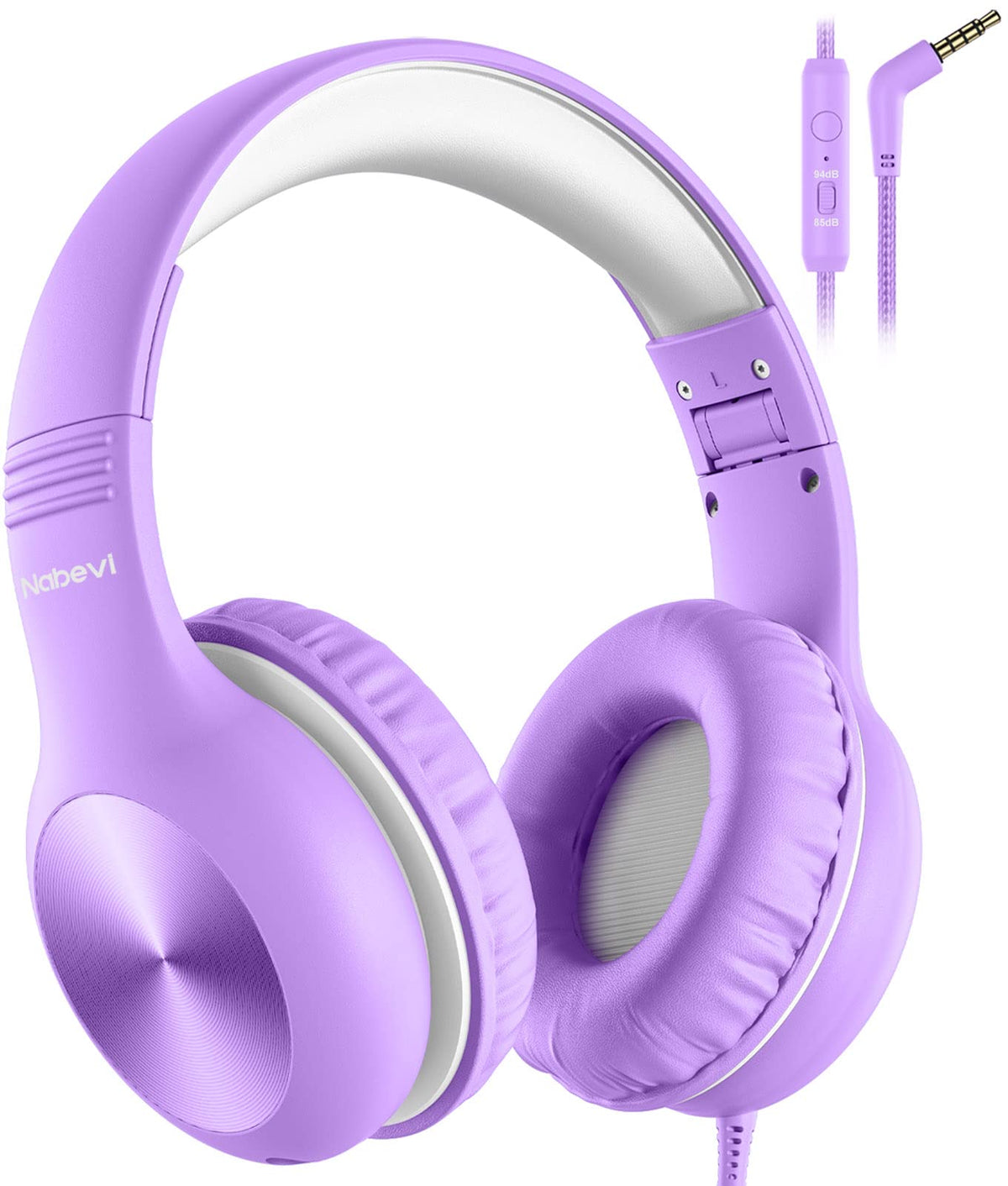 Nabevi violet over-ear kids headphones for comfortable school use.