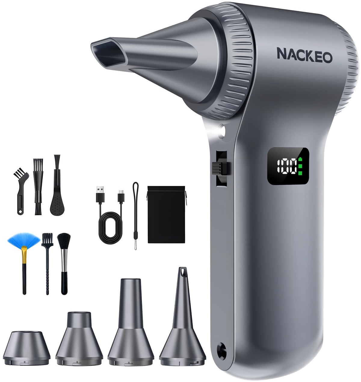NACKEO K100 front view showing compact design and ergonomic grip for easier handling
