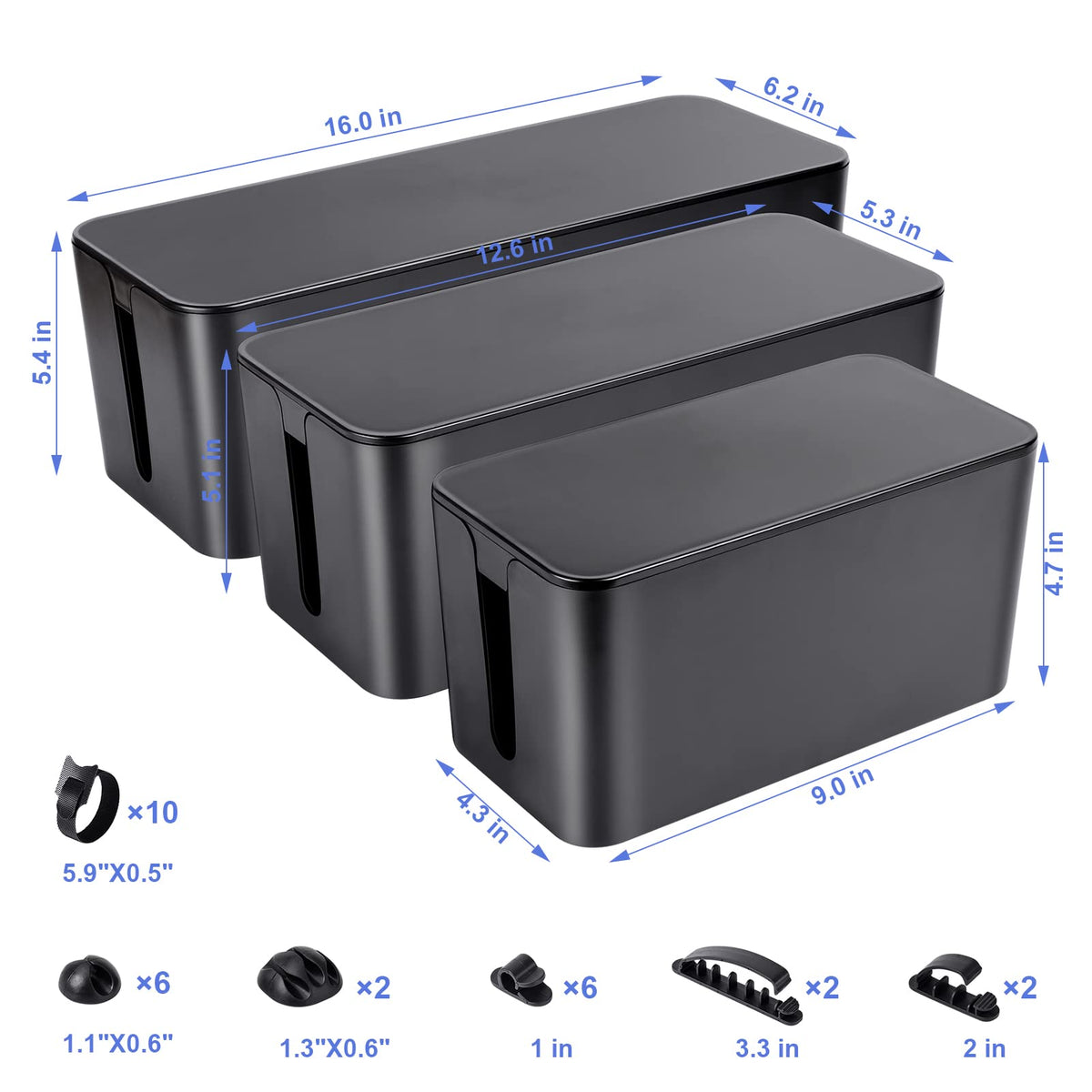 Naeety large box open with power strip inside demonstrating safe enclosure