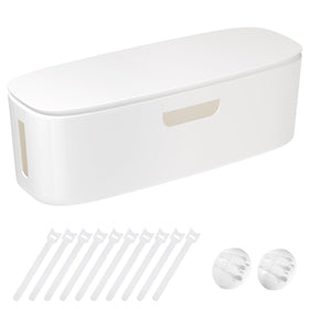 Naeety Cable Management Box large white front view hiding desk wires