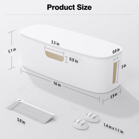 Naeety Cable Management Box large white side view slim profile