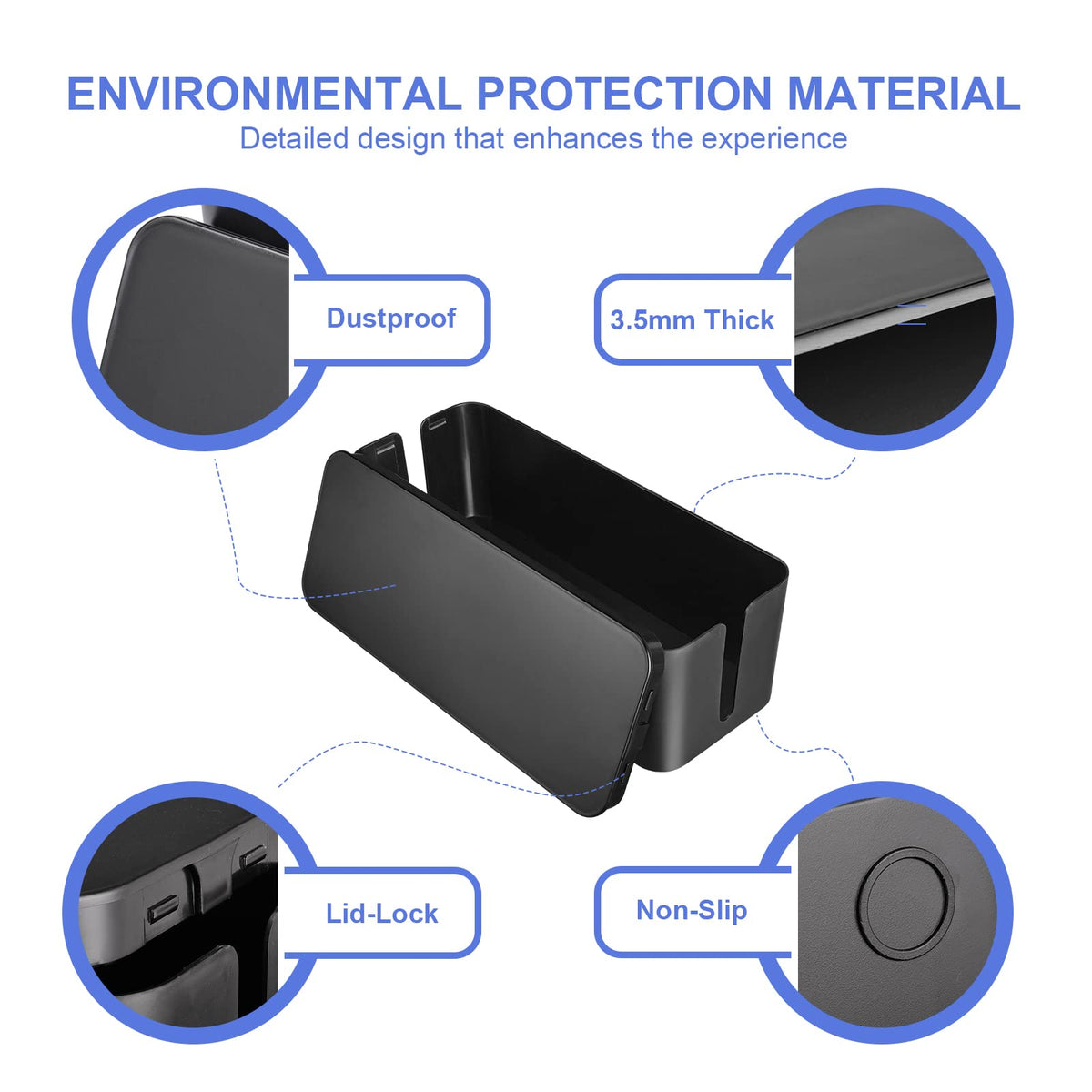 Naeety medium box containing a surge protector highlighting clutter reduction