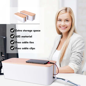 Naeety interior with power strip inside, secures and organizes electronics