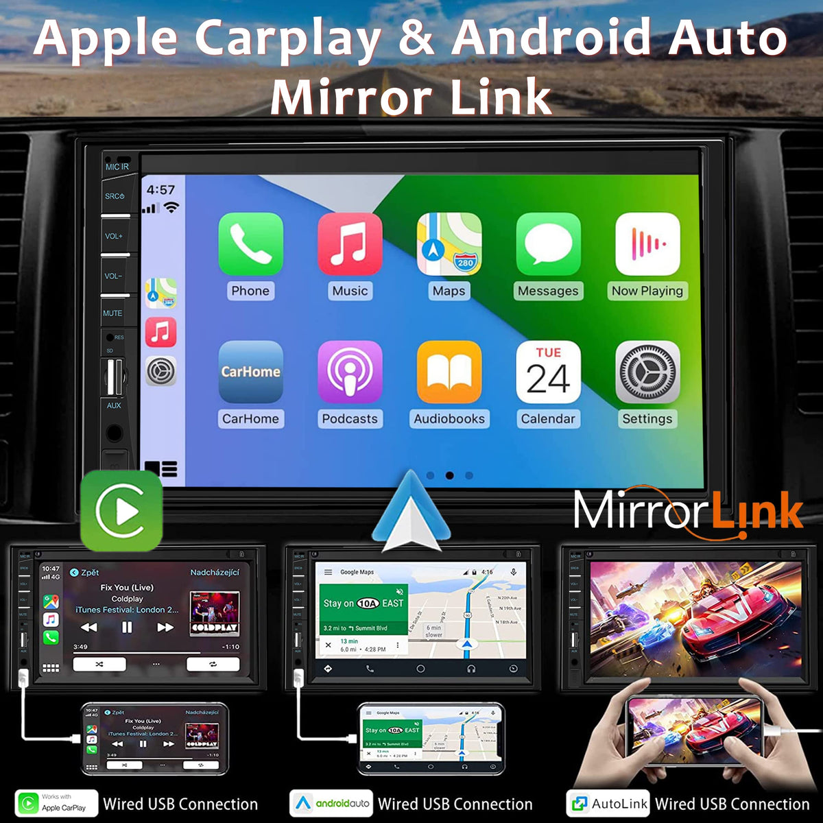 Naifay Bluetooth 5.1 car stereo for hands-free calls and streaming.