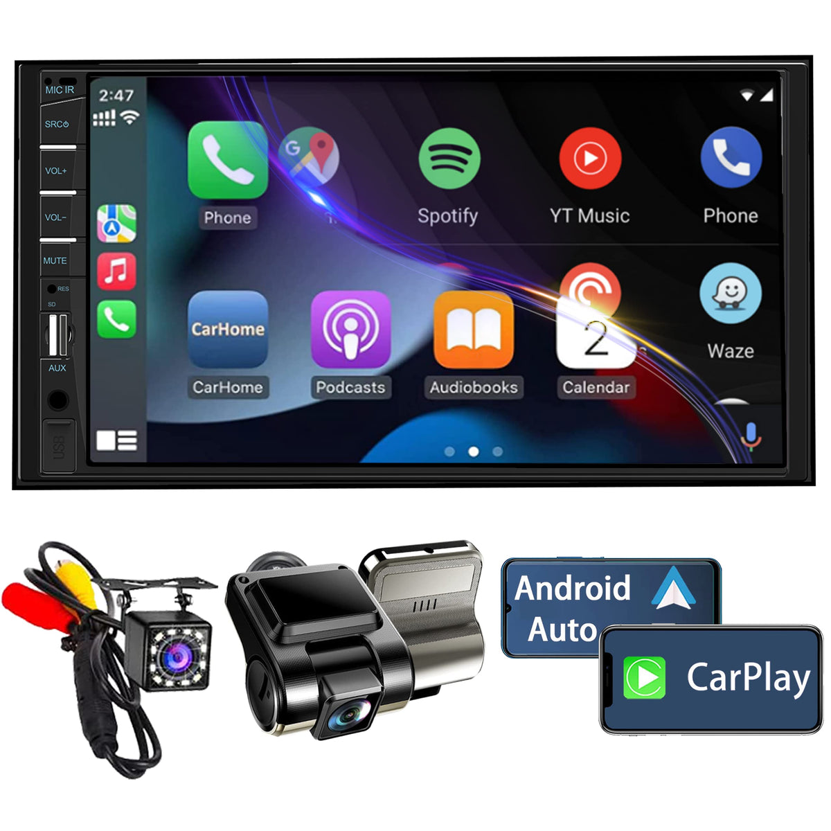 Naifay double din stereo with rear camera for safer parking.