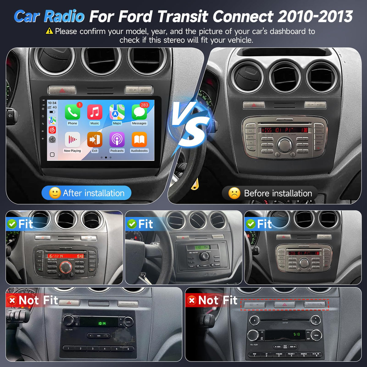 Naifay Transit Connect with wireless CarPlay for hands-free navigation.