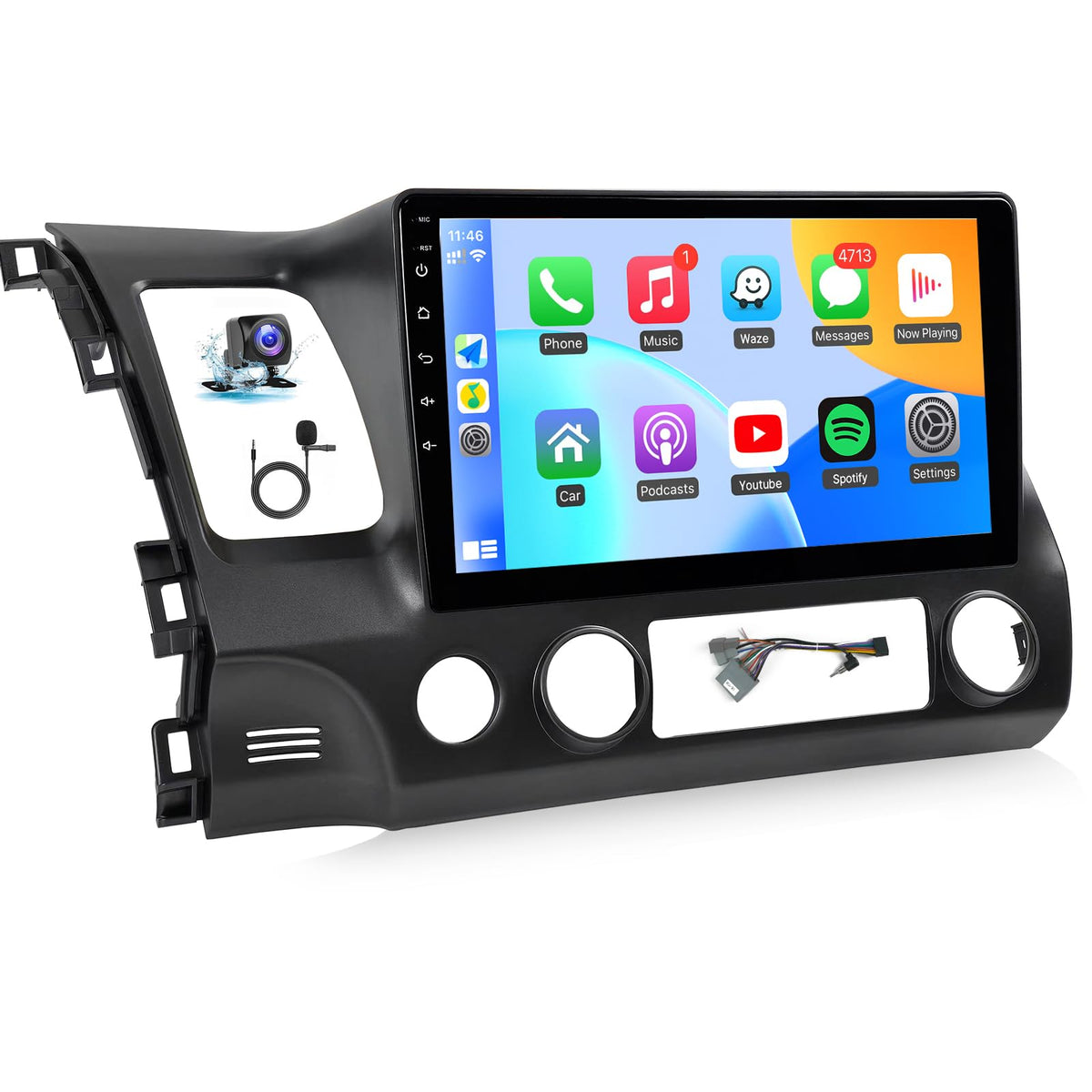 Naifay front panel installed in Civic showing touchscreen and controls, modernized interface