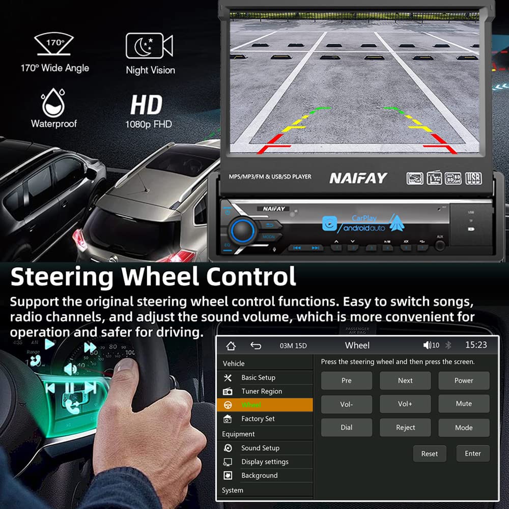 Naifay hd-1024x600 touchscreen delivers sharp menus and video playback.