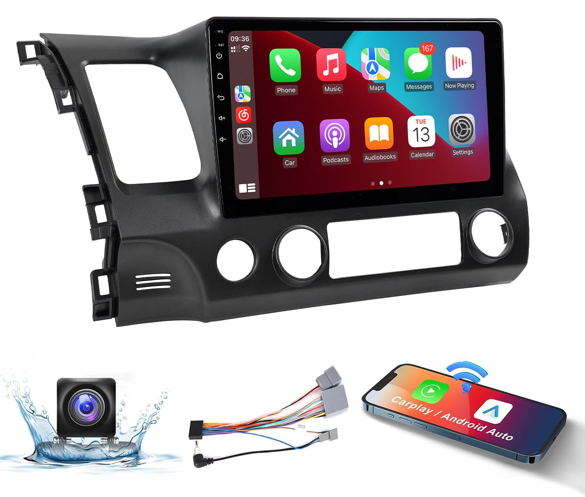 Naifay Honda Civic 2006-2011 10.1-inch touchscreen installed for seamless infotainment.