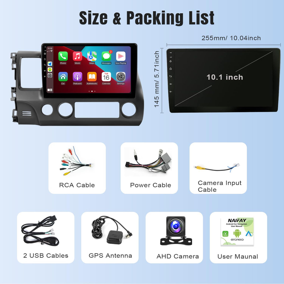 Naifay HD rear-view camera with 12 LEDs enhances reversing safety.