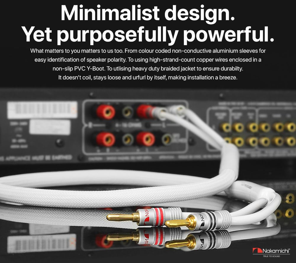 Nakamichi Excel 6ft OFC speaker cable in-wall view for clean wiring.