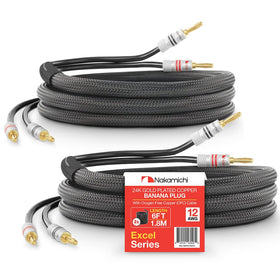 Nakamichi front packaging showing two 6ft OFC cables and gold plugs for reliable connectivity