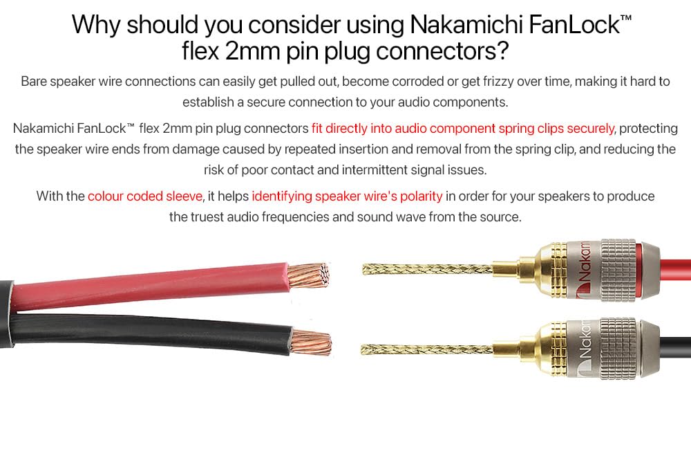 Gold-plated copper core by Nakamichi for minimal signal loss.