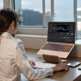 NAMAII walnut clearance with external keyboard and mouse for tidy workspace
