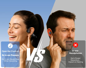 Nanajorwa open-ear sound delivers crisp highs and detailed mids for music and calls.