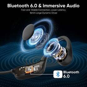 Nanajorwa underwater swimmer wearing headphones, shows IPX8 waterproof benefit