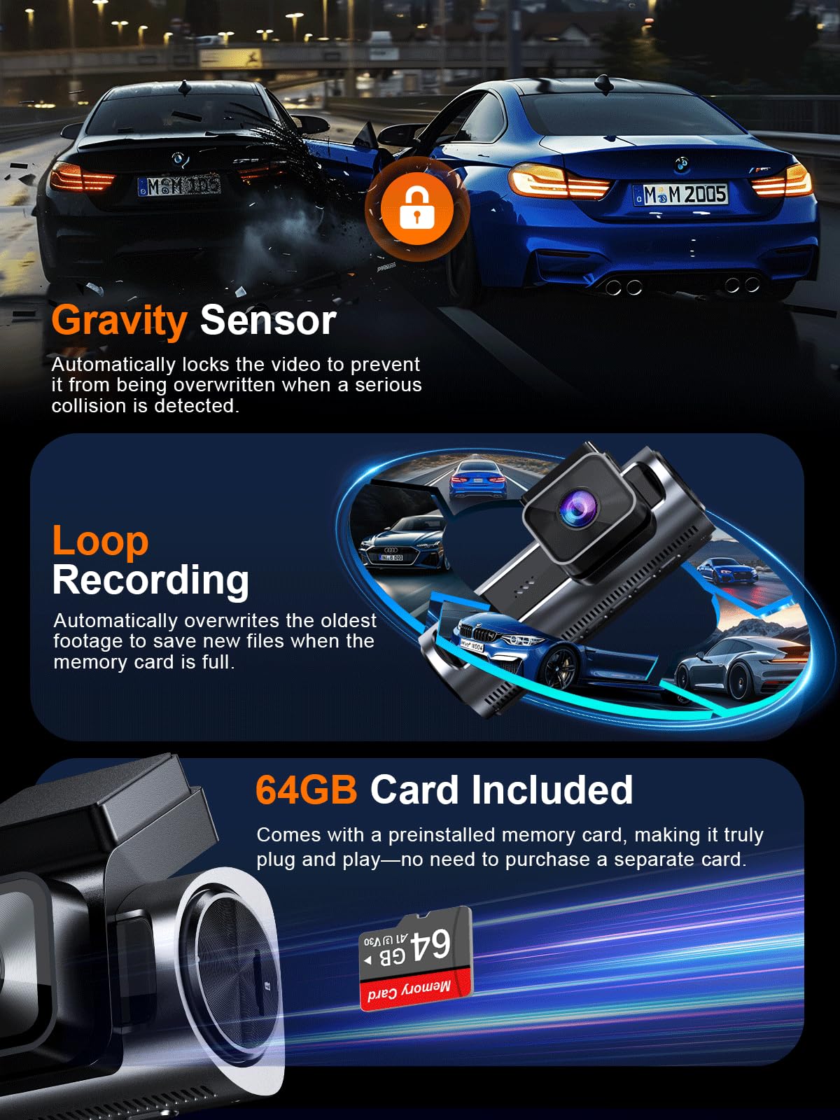 Nanoby preinstalled 64GB memory card saves setup time and immediate recording
