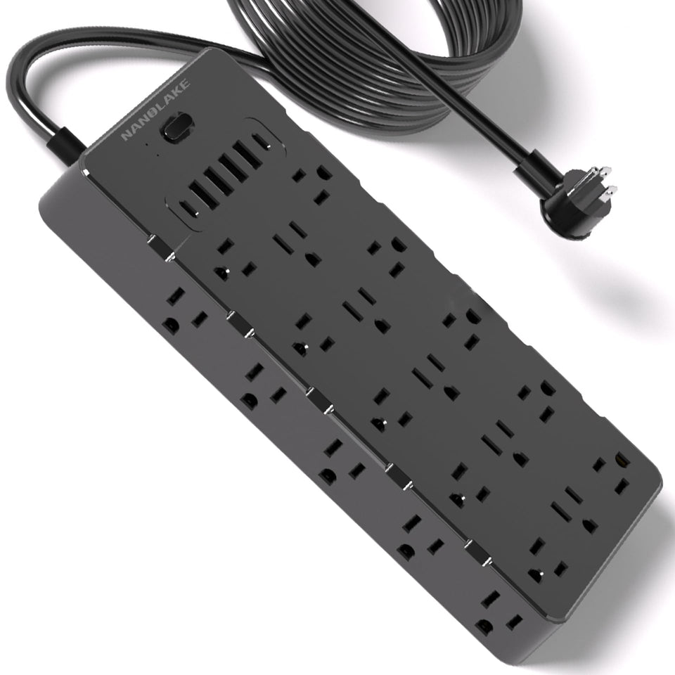 NANOLAKE front view showing 25 outlets and clean power distribution benefit
