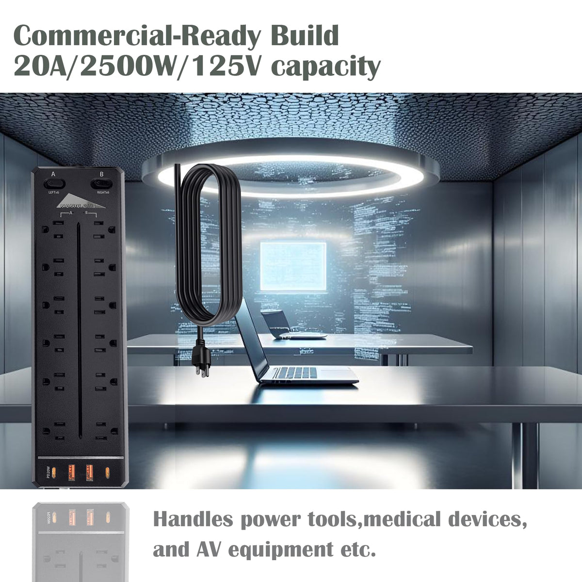 NANOLAKE USB-A QC3.0 ports provide fast charging up to 18W per port.