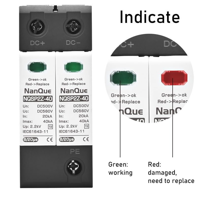 NanQue DC SPD 100V-1000V range, suited for diverse solar and wind setups.